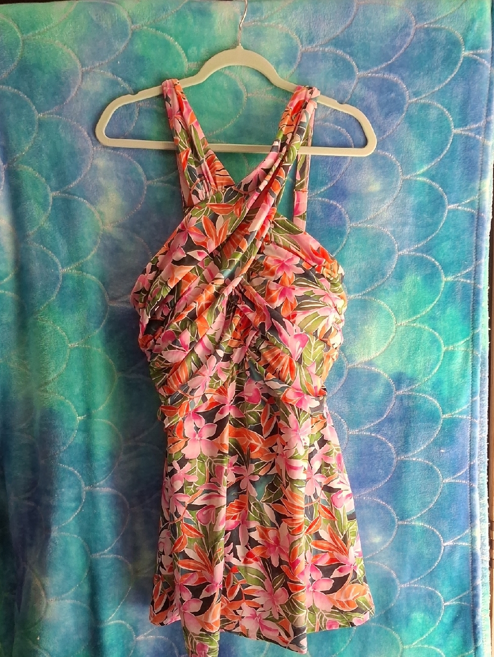 Swimsuits For All Pink & Orange Floral Cross-Back One-Piece